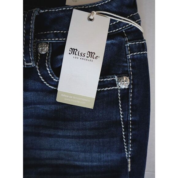 Miss Me M9176BV Women's Sz 26 Dark Blue Aztec Haze Mid-Rise Bootcut Jeans - Picture 3 of 14